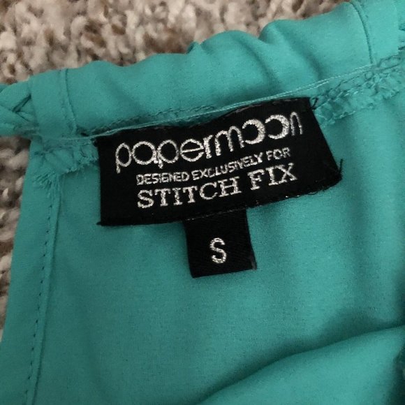 Papermoon designed exclusively for Stitch Fix Women Blue Sleeveless Blouse Small - Picture 5 of 8